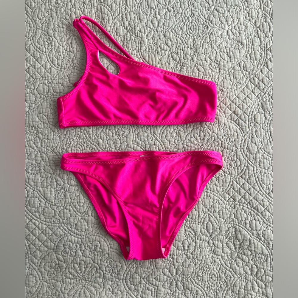 Vibrant Pink One-Shoulder Bikini Set